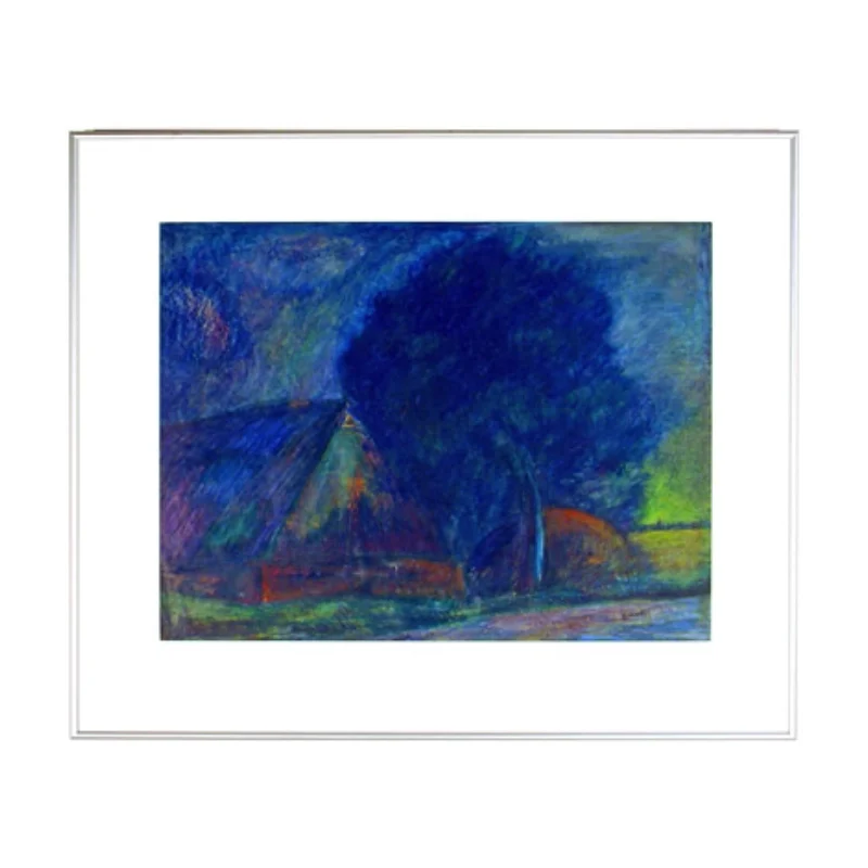 Oude schuur met boom